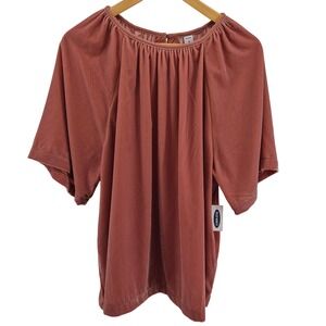 Old‎ Navy Womens Velvet Dolman Sleeve Top Dusty Rose Pink Peasant NWT Plus Sz 2X